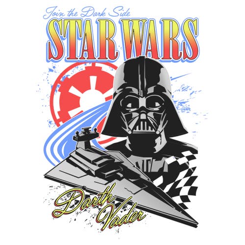 Star Wars Darth Vader Join The Dark Side Retro Poster Graphic T-shirt In White