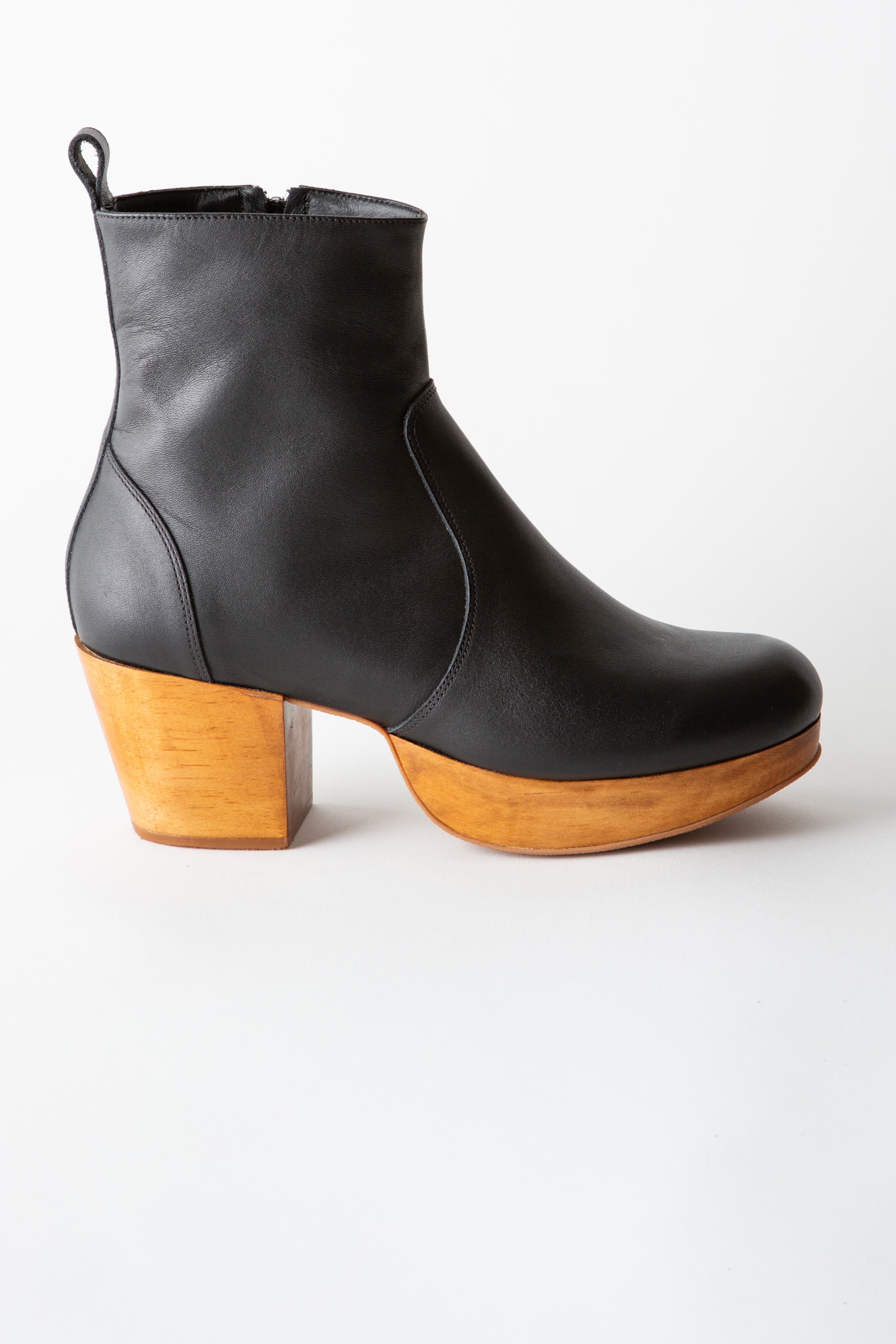 Charli Leather Platform Clog Boot, Alternate, color, Black