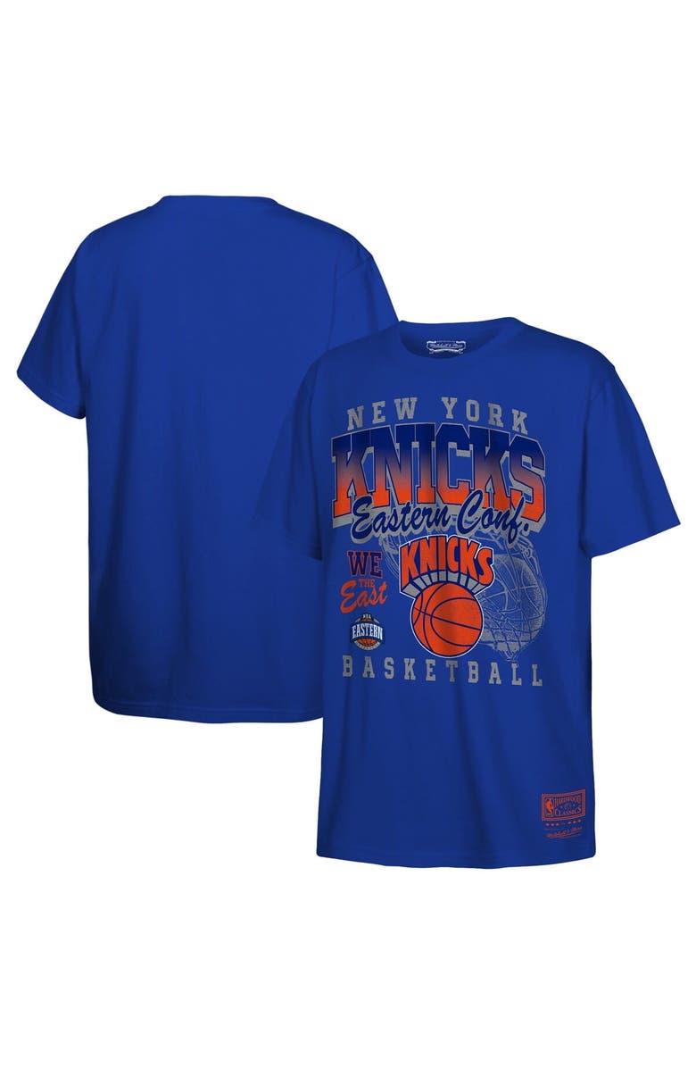 Mitchell & Ness Youth Mitchell & Ness Blue New York Knicks 2025 NBA Playoffs Retro Monumental T-Shirt, Main, color,