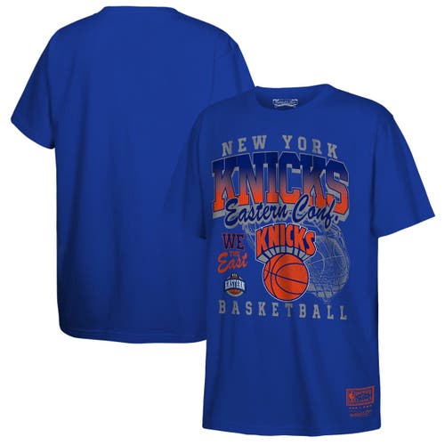 Mitchell & Ness Kids' Youth   Blue New York Knicks 2025 Nba Playoffs Retro Monumental T-shirt
