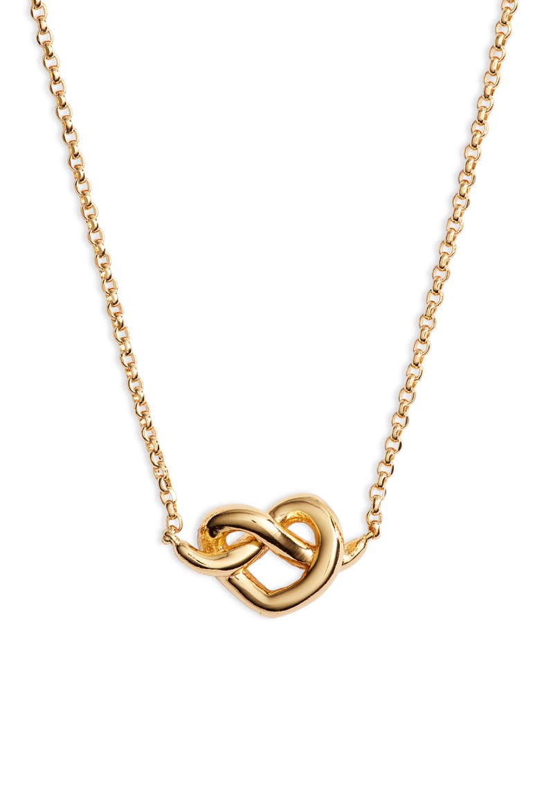 loves me knot mini pendant necklace, Main, color, GOLD
