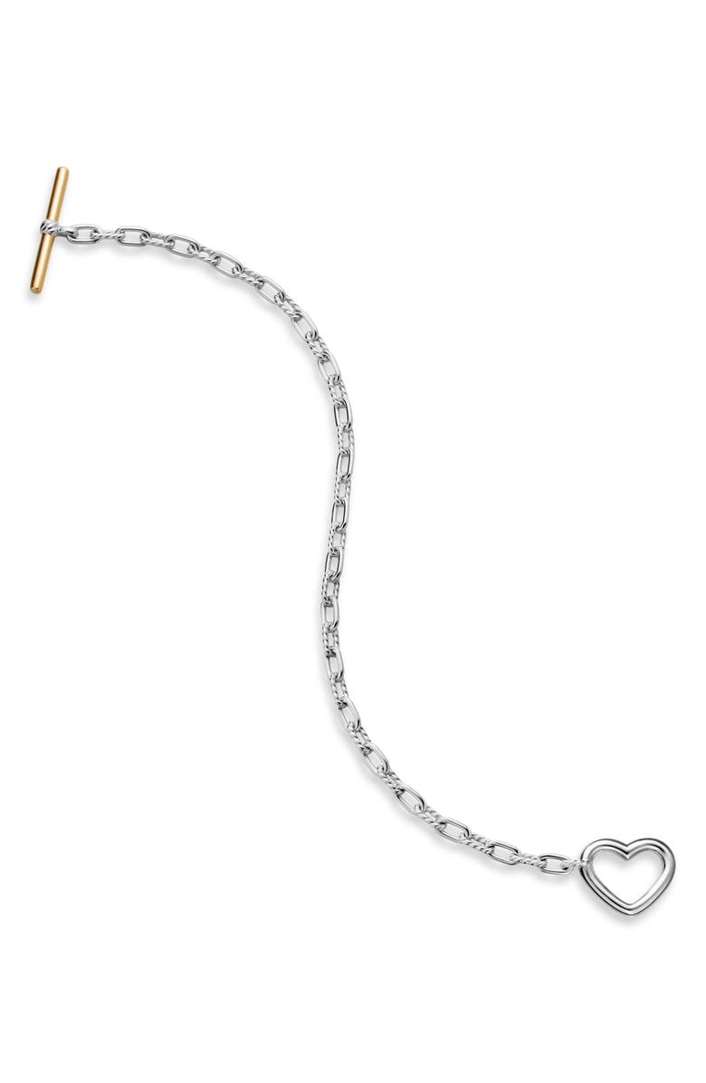 David Yurman DY Madison Heart Toggle Bracelet in Sterling Silver & 18K Yellow Gold, 3mm, Alternate, color, Silver