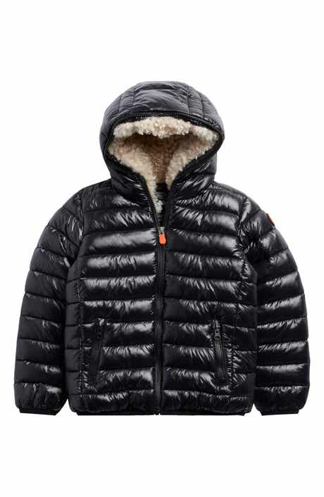 Save The Duck Kids' Gavin Faux Shearling Lined Hooded Puffer Jacket