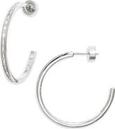 Nordstrom Baguette Cubic Zirconia Inside Out Hoop Earrings