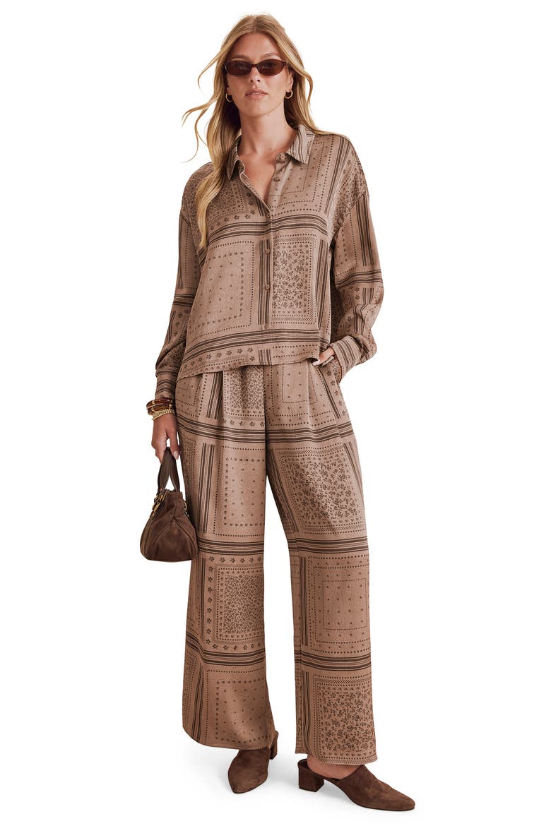 Valerie Print Tie Waist Wide Leg Pants, Alternate, color, TAUPE
