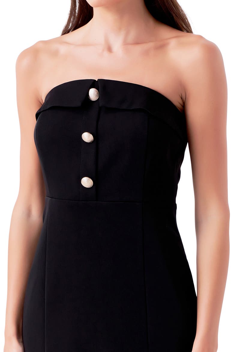 Strapless Midi Dress, Alternate, color, BLACK
