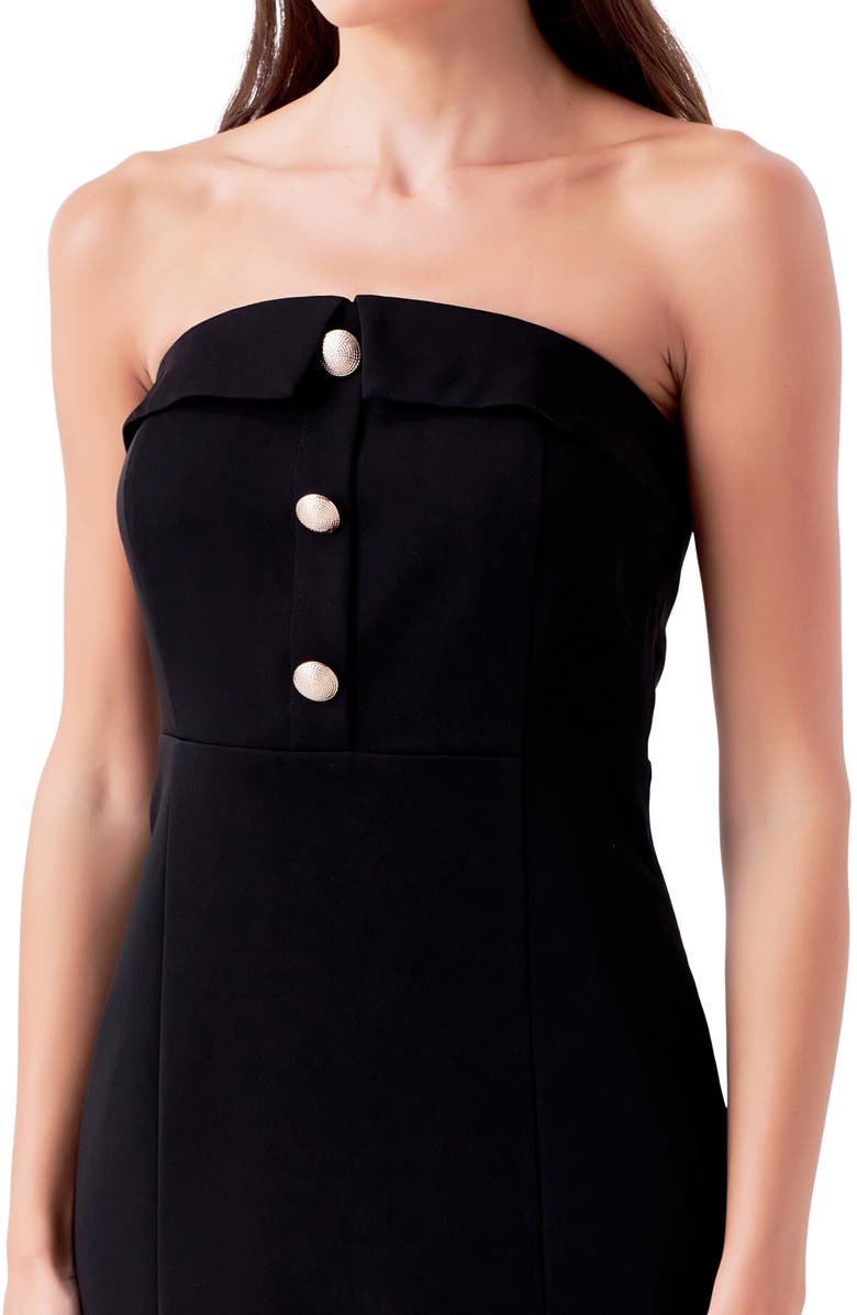 Endless Rose Strapless Midi Dress, Alternate, color, Black