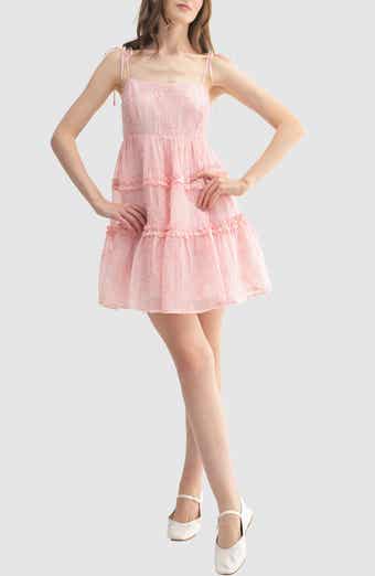 Lush Floral Embroidered Tiered Minidress