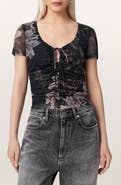 AllSaints Gabby Floral Print Mesh Top