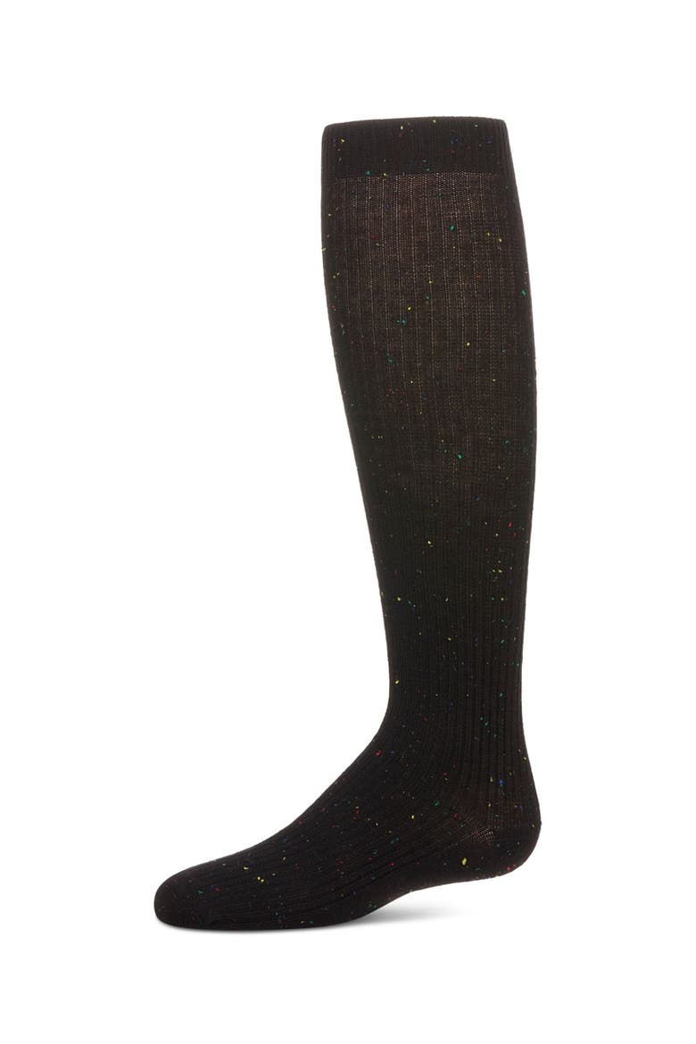 Thin Ribbed Speckled Knee High, Main, color, Black