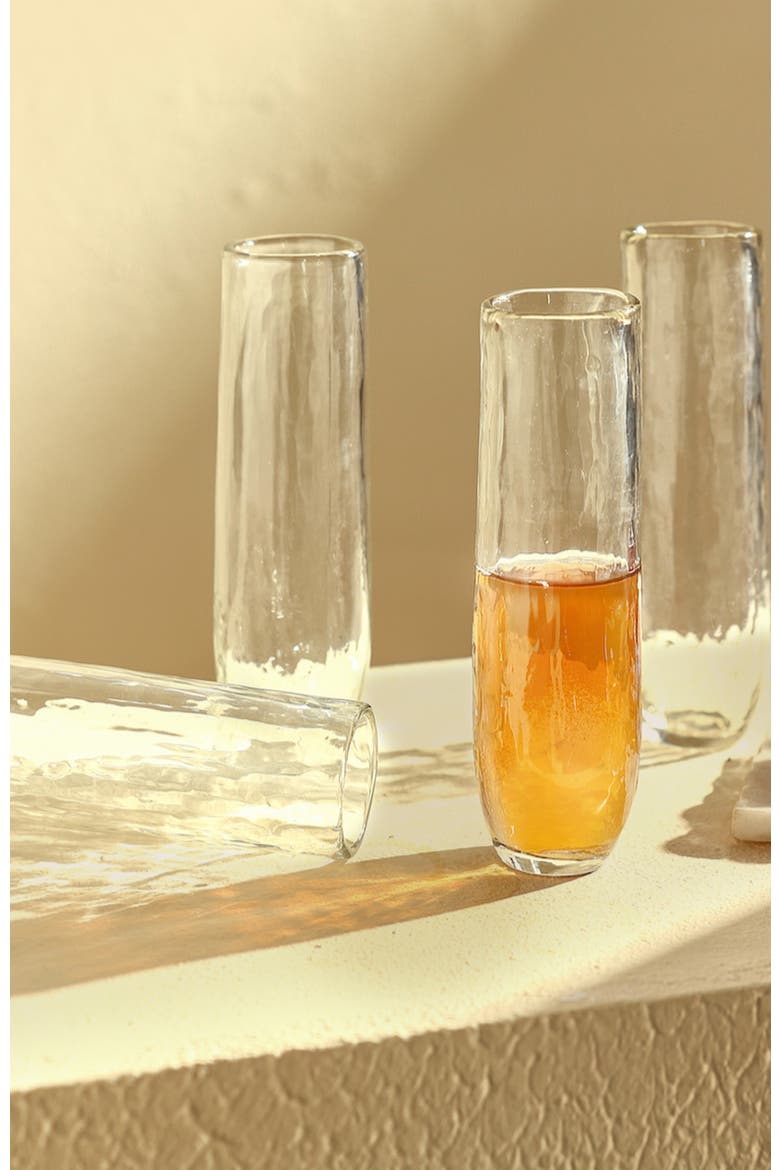 Pebbled Stemless Flutes - Set of 4, Alternate, color, Clear