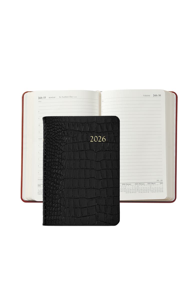 Graphic Image 2026 Leather Daily Journal, Main, color, Black Pattern