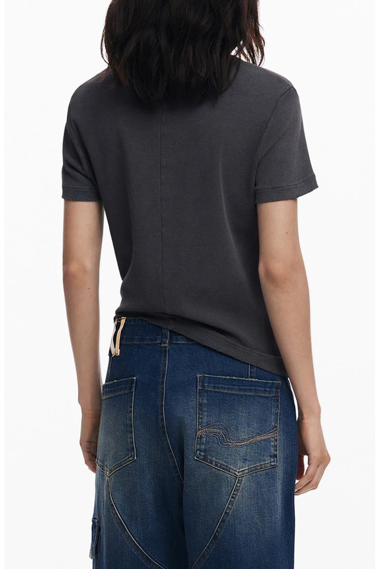 Logo Patch Stretch Cotton T-Shirt, Alternate, color, BLACK