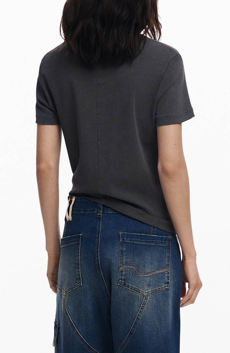 Desigual Logo Patch Stretch Cotton T-Shirt, Alternate, color, Black