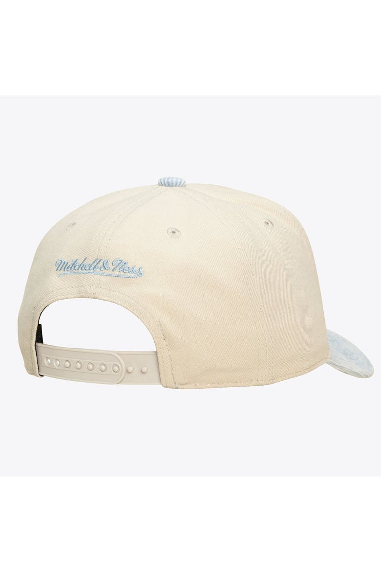 Unisex Mitchell & Ness Cream/Light Blue Golden State Warriors Faded Pro Snapback Hat, Alternate, color, Cream
