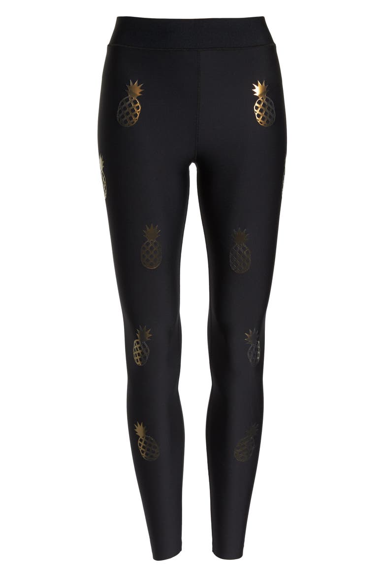 Ultra Pineapple Knockout Leggings, Alternate, color, NERO/ IRIDESCENT GOLD