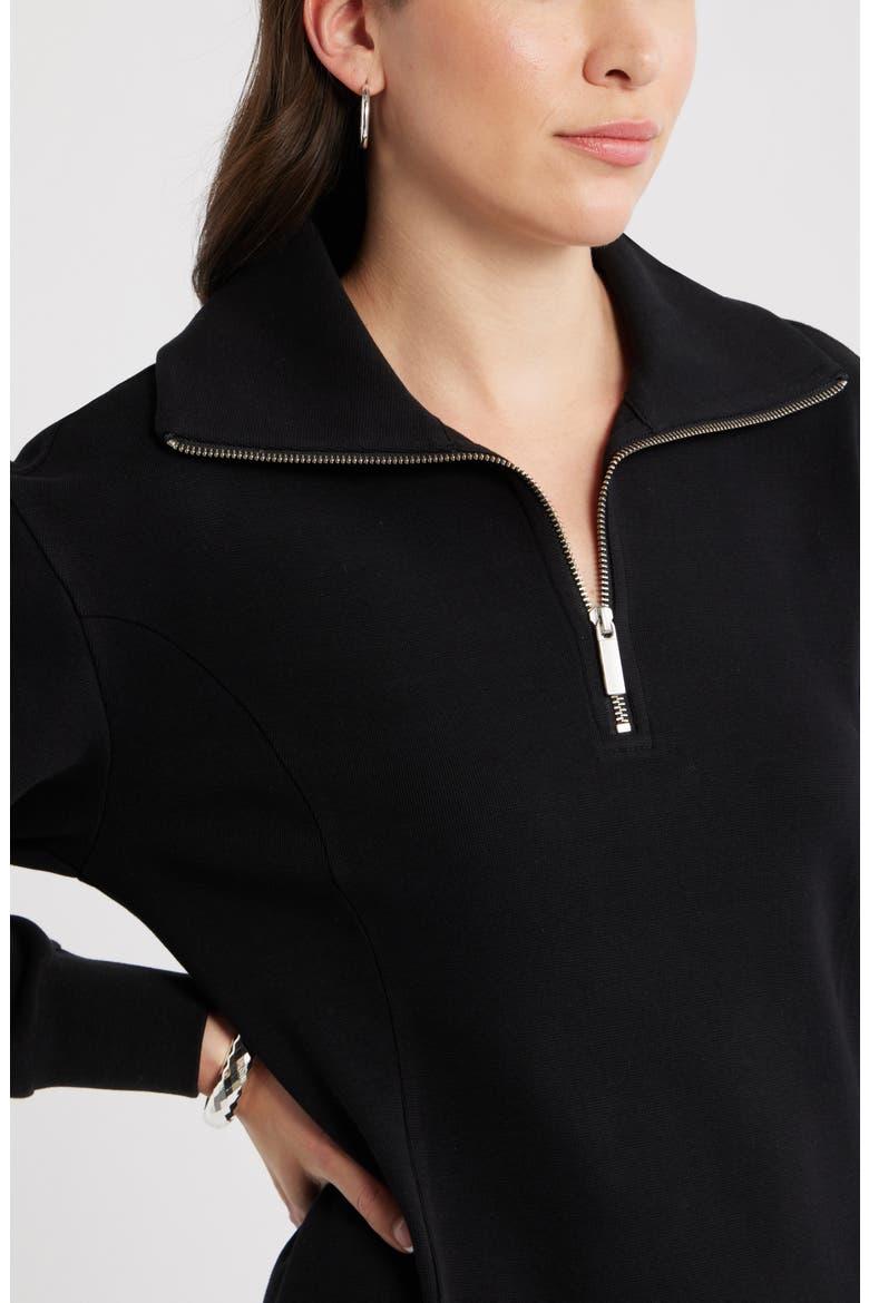 Long Sleeve Half Zip Knit Travel Dress, Alternate, color, BLACK
