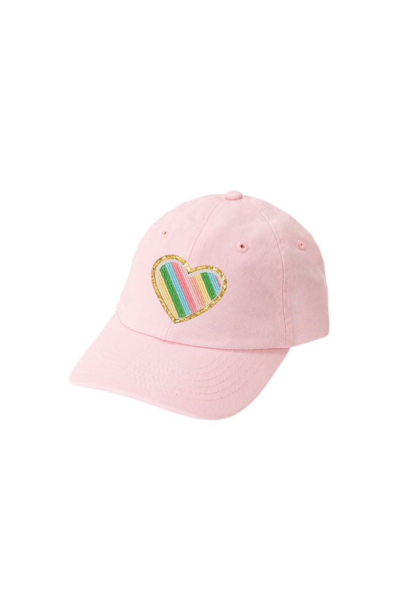 Sweet Wink Rainbow Heart Patch Baseball Hat, Main, color, Ballet Pink