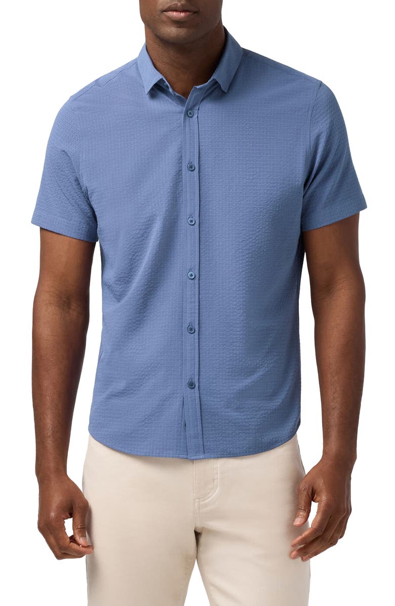 Mizzen+Main Porter Trim Fit Short Sleeve Performance Button-Up Shirt, Main, color, 