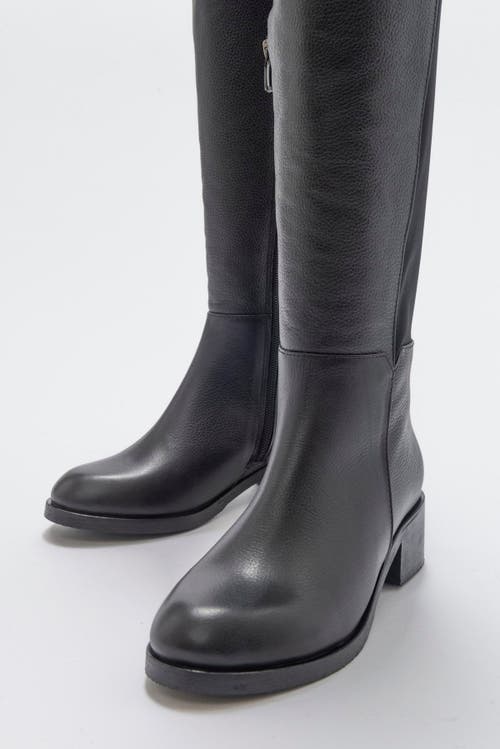 Forever & Always Shoes Cassie Leather Knee High Boot In Black