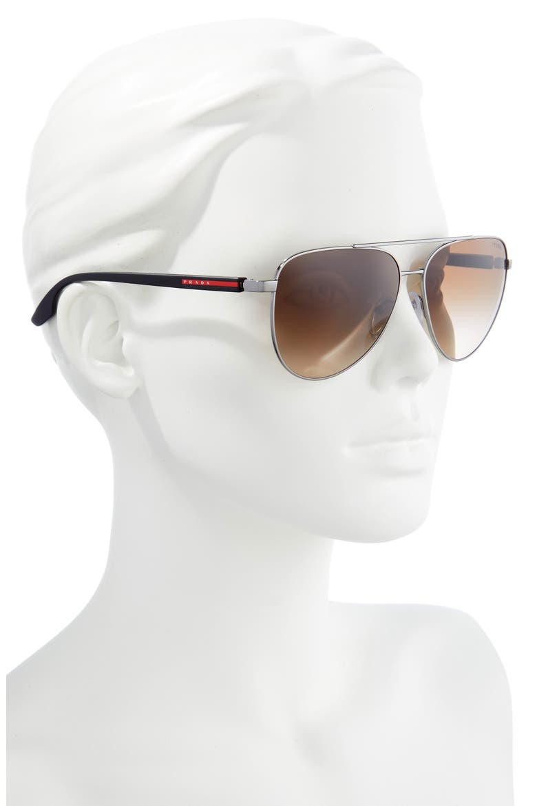 Marc Jacobs 61mm Aviator Sunglasses, Alternate, color, GUNMETAL/ BROWN GRADIENT