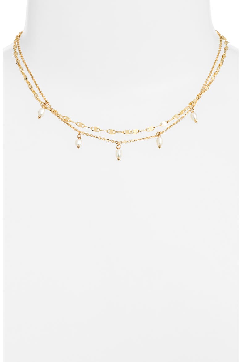 Set of 2 Genuine Freshwater Pearl & Link Necklaces, Alternate, color, WHITE- GOLD