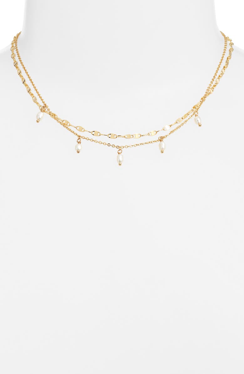 Chelsea28 Set of 2 Genuine Freshwater Pearl & Link Necklaces, Alternate, color, White- Gold