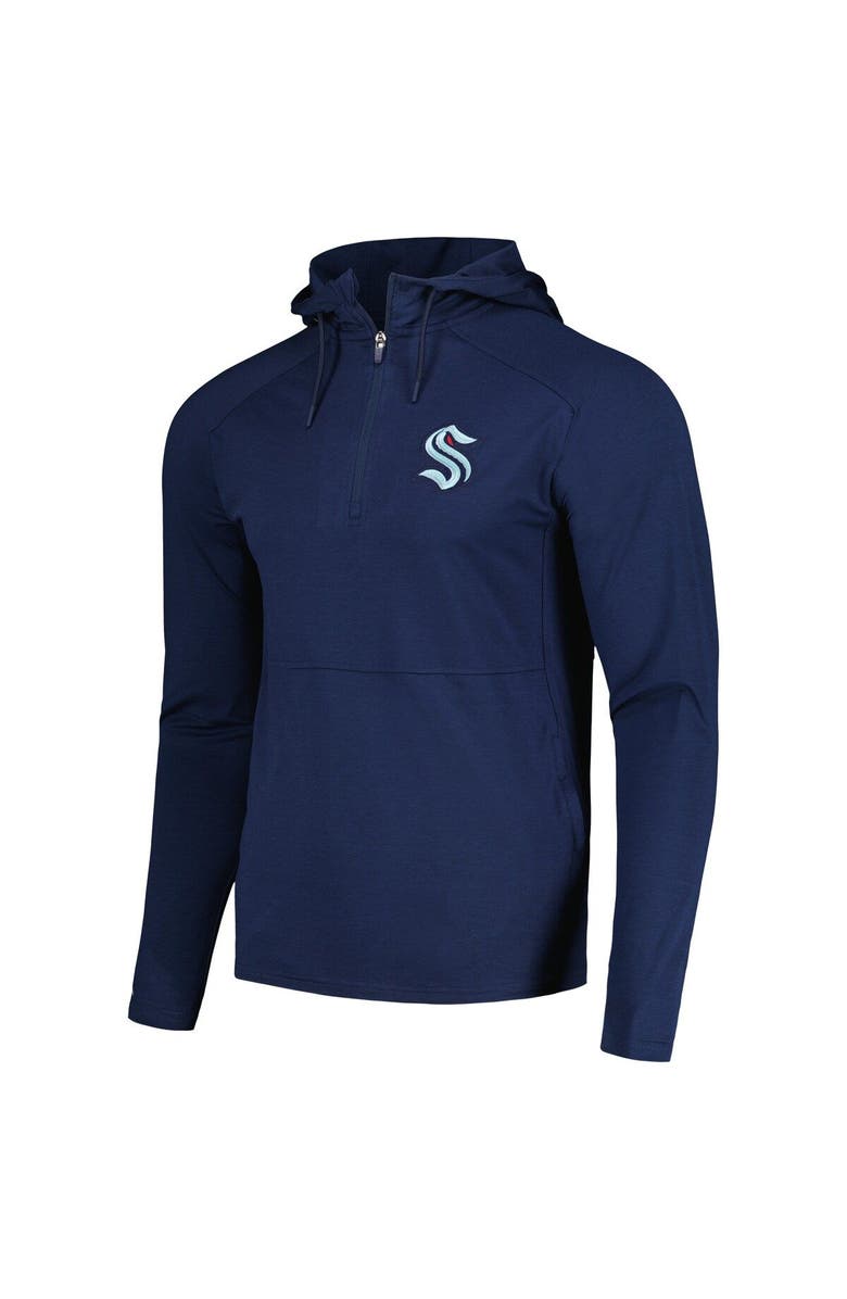 ANTIGUA Men's Antigua Heather Navy Seattle Kraken Spikes Raglan Quarter-Zip Hoodie, Alternate, color, Navy