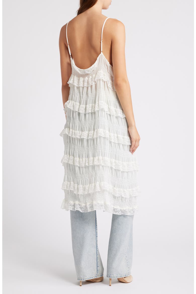 Tiered Ruffle Lace Dress, Alternate, color, WHITE