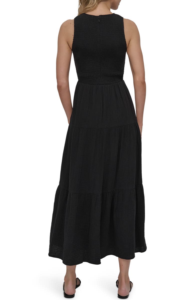 DKNY Jeans Smocked Sundress, Alternate, color, Black