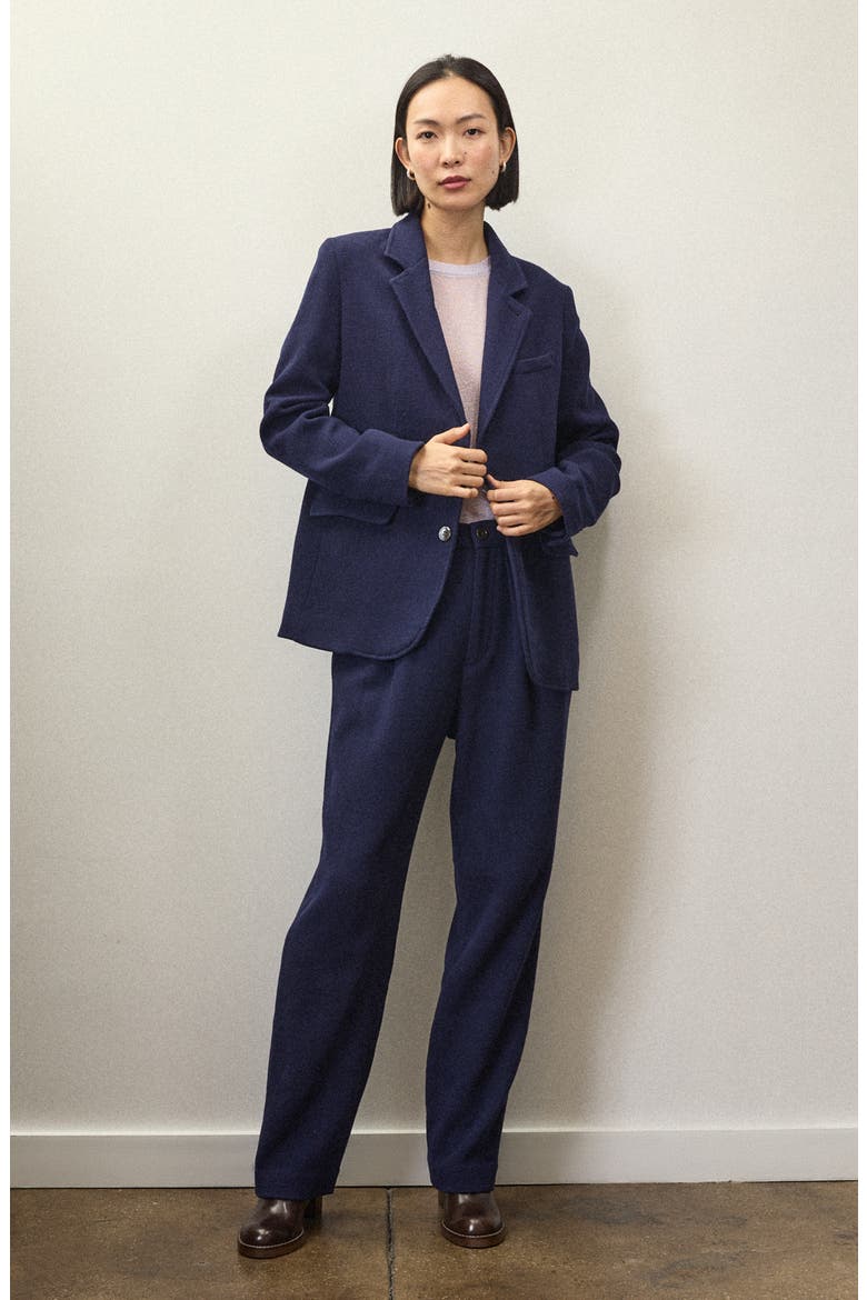 x Becky Malinsky Notch Lapel Wool Blazer, Alternate, color, EVENING BLUE
