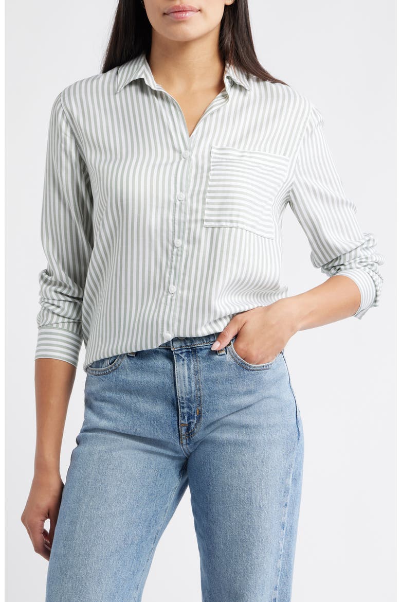 Eden Long Sleeve Button-Up Shirt, Main, color, KALE