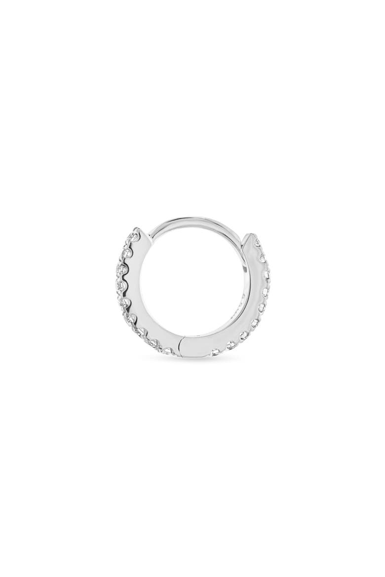 Diamond Eternity Single Hoop Earring, Alternate, color, 18K WHITE GOLD/ DIAMOND