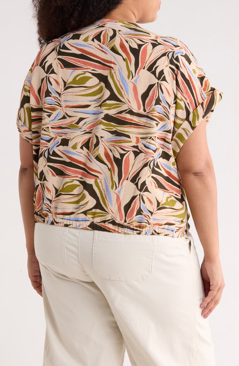 Adrianna Papell Short Sleeve Twisted Hem Top, Alternate, color, Water Color Leaf