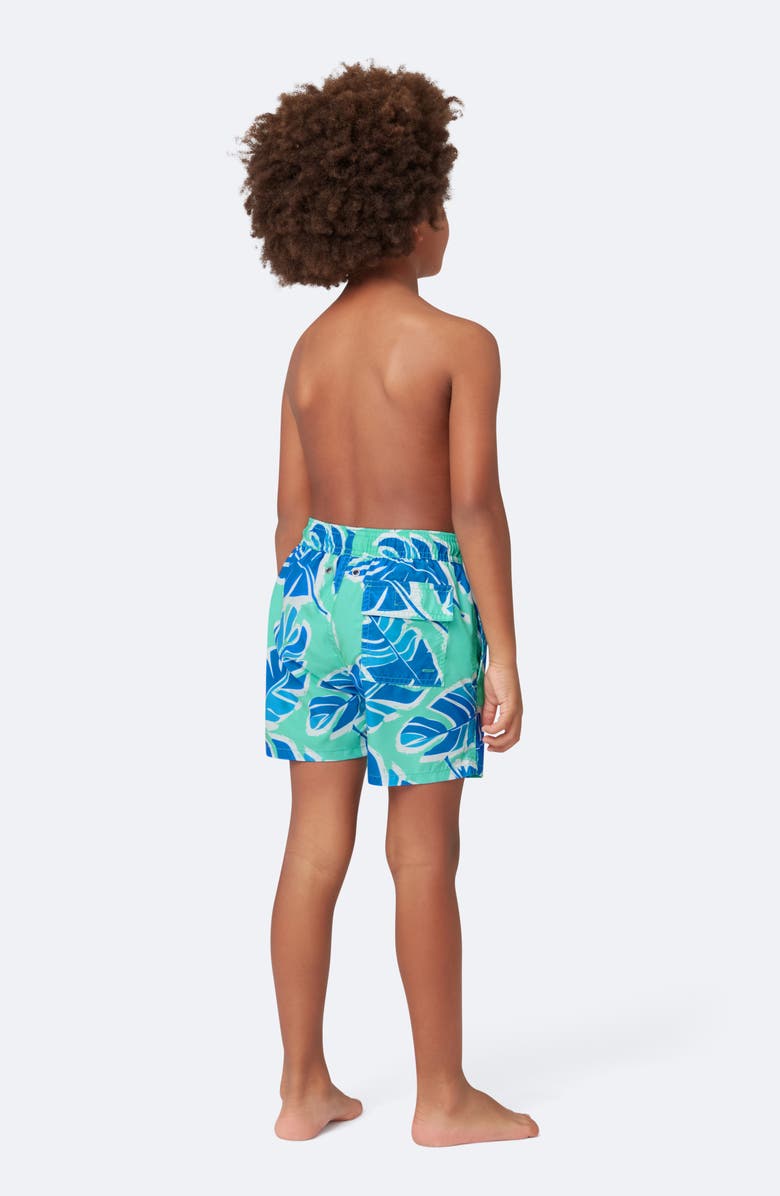 Tom & Teddy Kids' Banana Leaf Swim Trunks, Alternate, color, Green And Blue