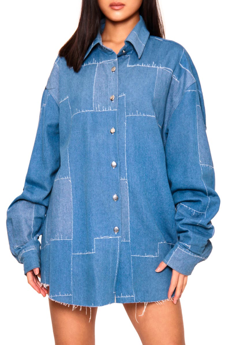 Absence of Colour Oversize Patchwork Denim Shirt, Main, color,