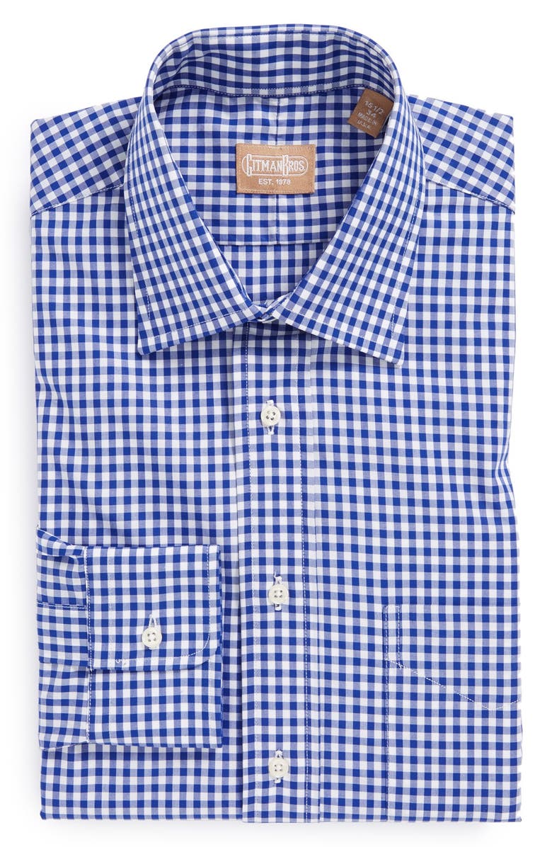 Gitman Regular Fit Cotton Gingham English Spread Collar Dress Shirt, Main, color,