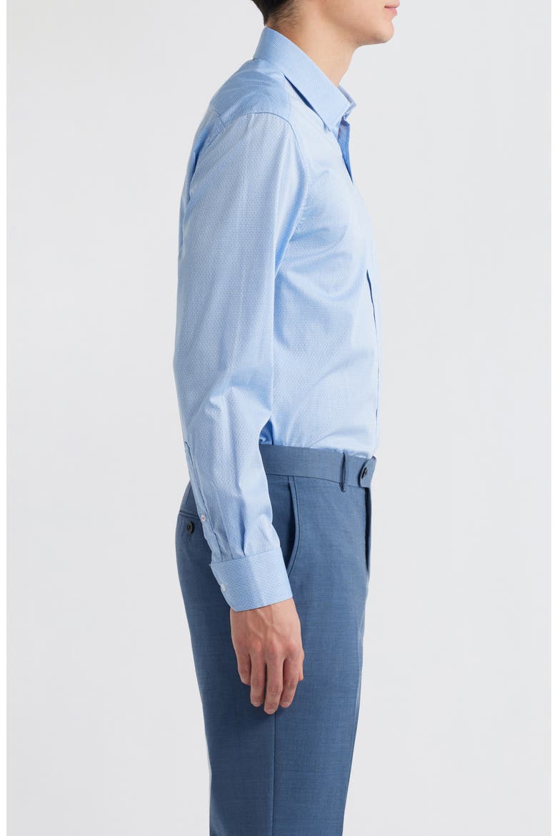 Modern Fit Light Blue Micropattern Cotton Dobby Dress Shirt, Alternate, color, BLUE