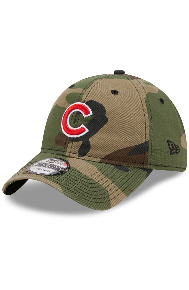 New Era Men's New Era Camo Chicago Cubs Woodland Core Classic 9TWENTY Adjustable Hat, Main, color, 