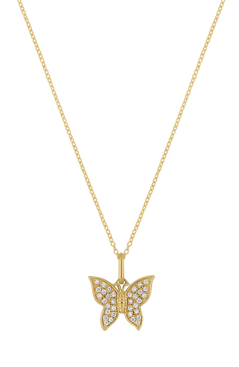 Bony Levy BL Icon Pavé Diamond Butterfly Pendant Necklace, Main, color, 18K Yellow Gold