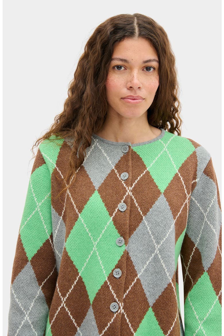 Aggie Argyle Cardigan, Alternate, color, GREEN MIX