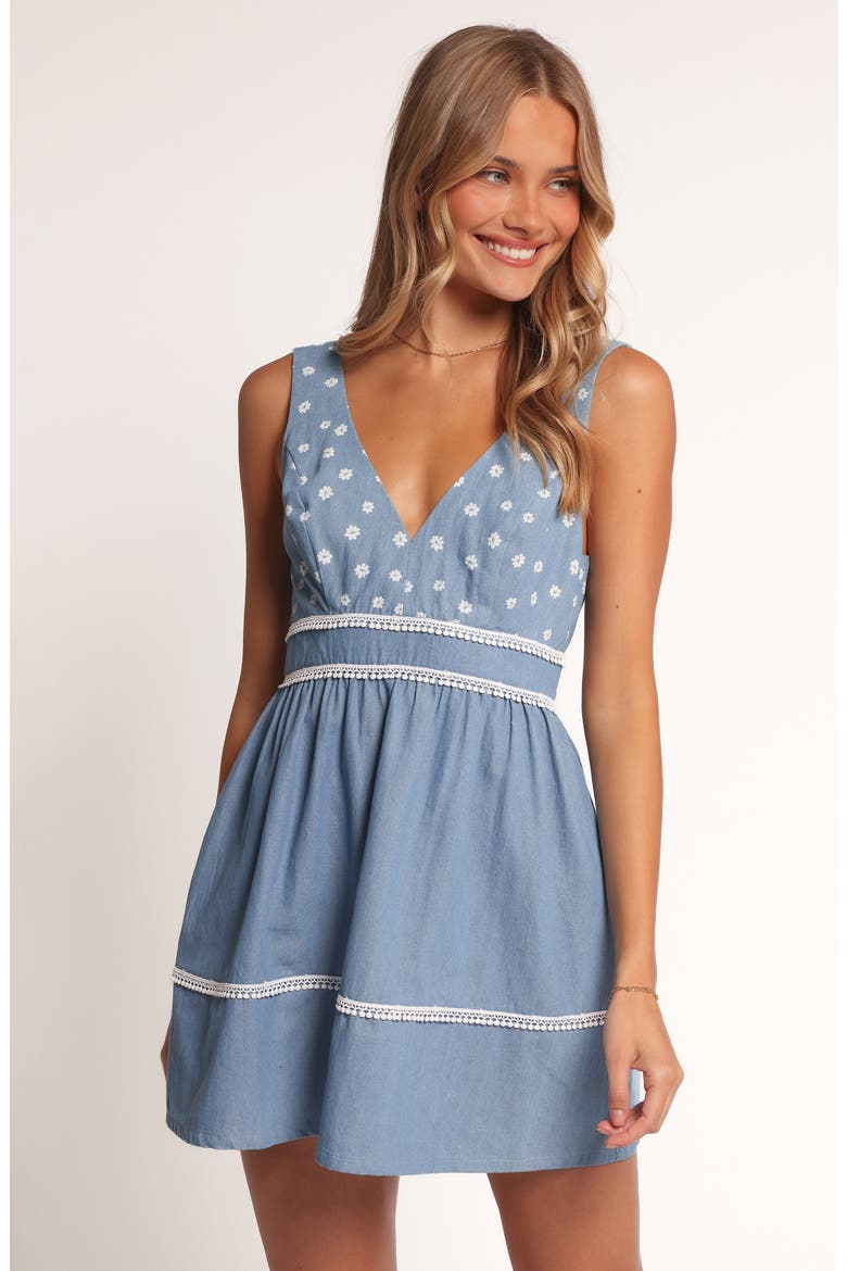 Estrella Embroidered Minidress, Alternate, color, DENIM