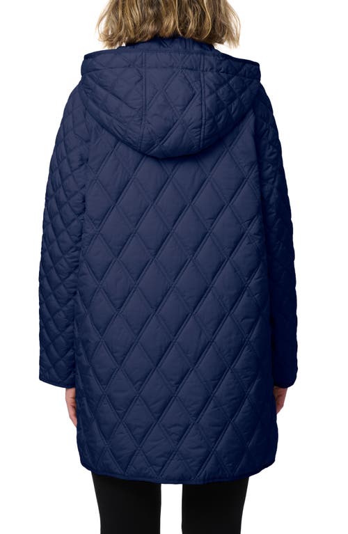 Bernardo Diamond Quilted Hooded Liner Jacket In Navy
