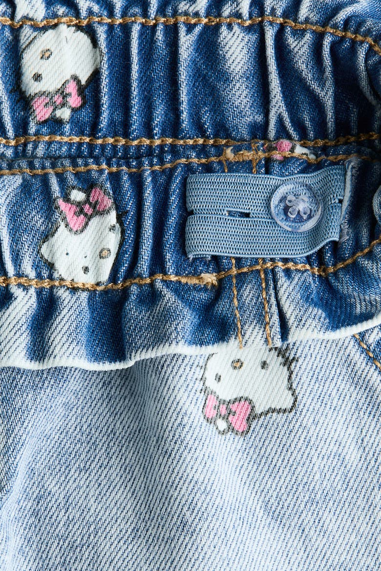 Motif-detail Wide Leg Jeans, Alternate, color, Light denim blue/Hello Kitty