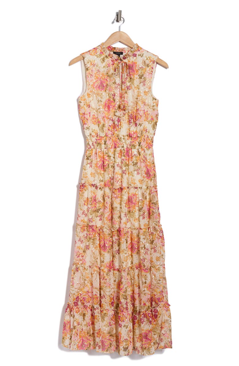 Halogen<sup>®</sup> Tie Neck Sleeveless Tiered Maxi Dress, Main, color, New Ivory