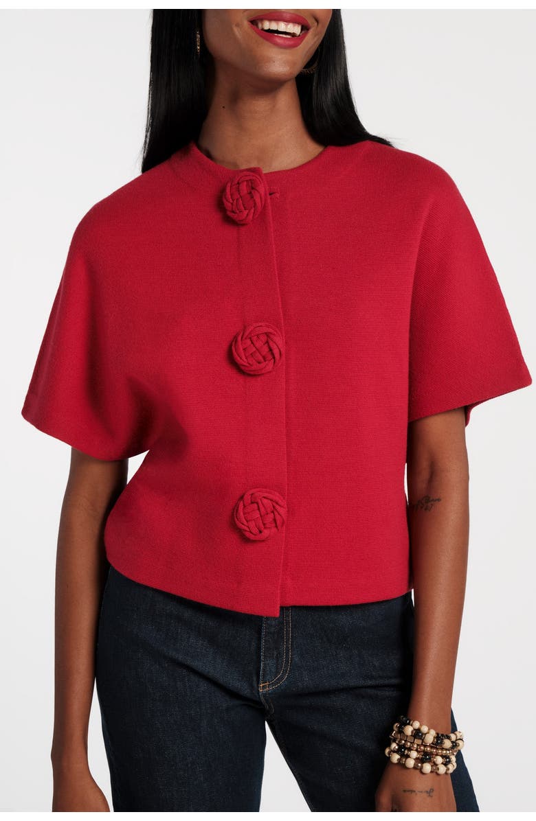 Frances Valentine Carnegie Shrug Solid, Alternate, color, Red