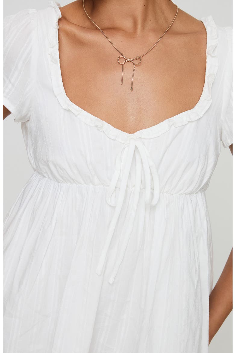Monsterrat Tonal Stripe Recycled Cotton Babydoll Minidress, Alternate, color, WHITE
