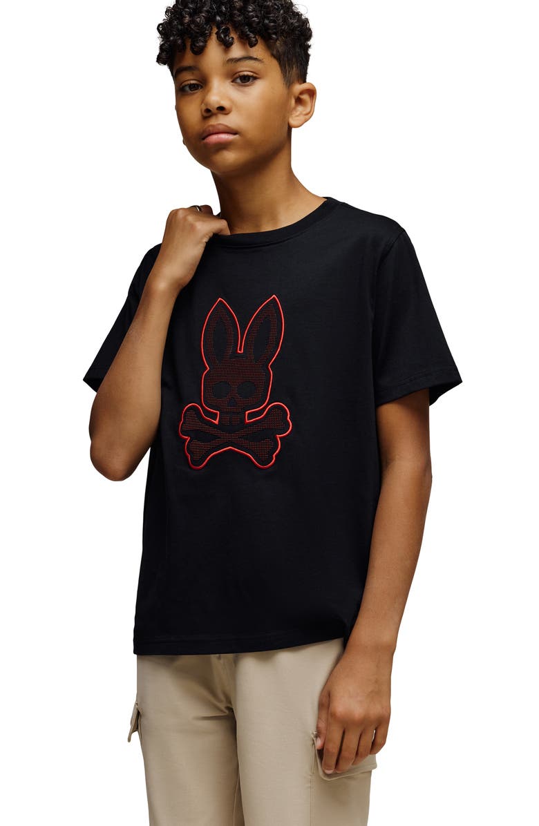 Psycho Bunny Kids' Jovan Embroidered Bunny Graphic T-Shirt, Alternate, color, Black