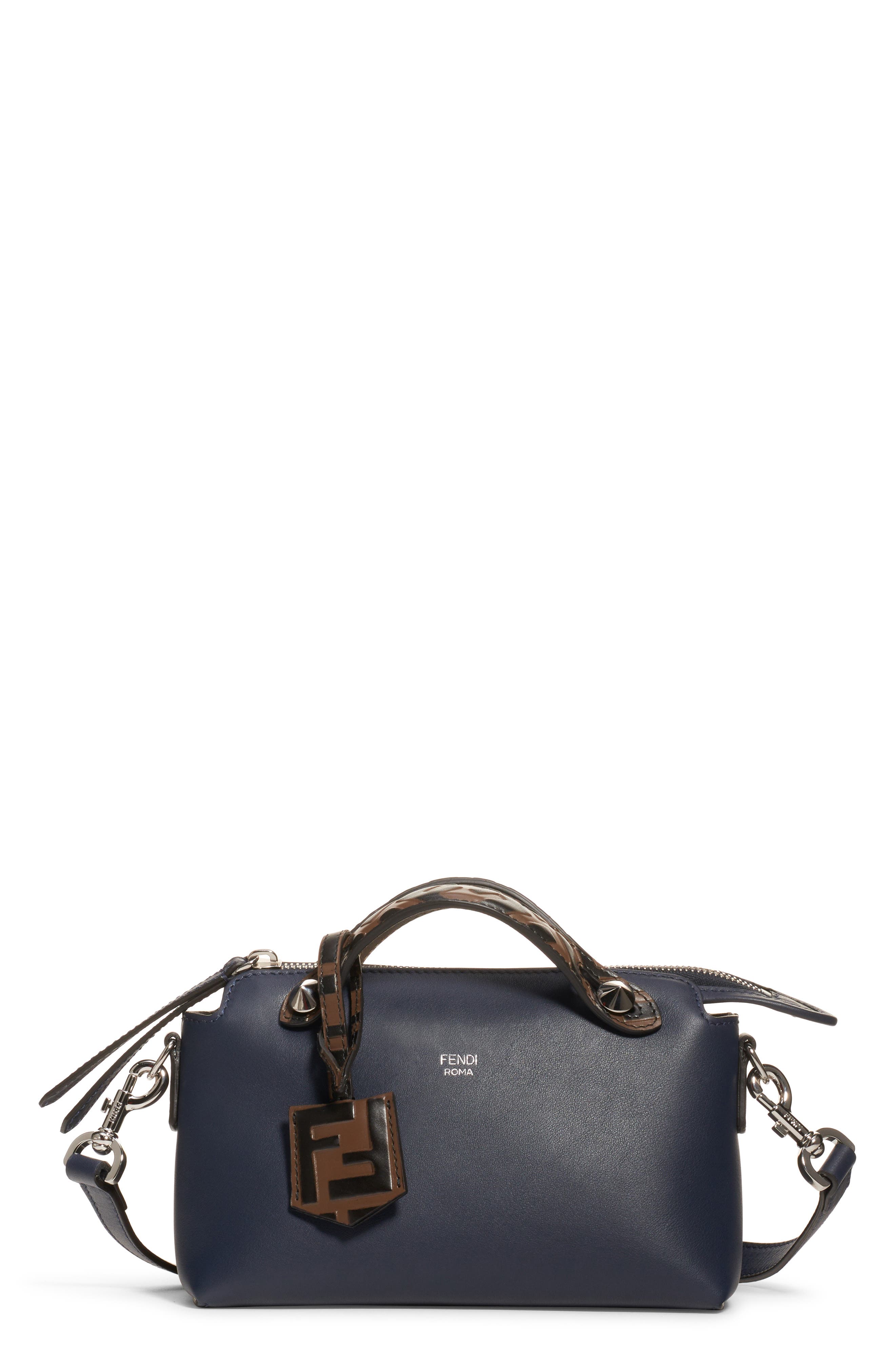 Mini By The Way Leather Crossbody Bag, Main, color, MIDNIGHT/MAYA BLACK/ PALLADIUM