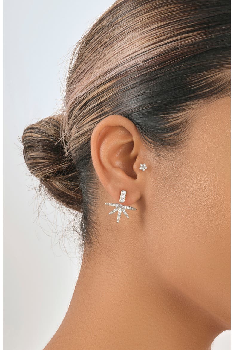 Pavé Starburst Ear Jackets, Alternate, color, SILVER
